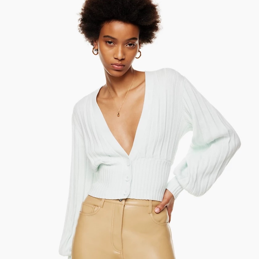 Aritzia Wilfred Plunge Front Cardigan